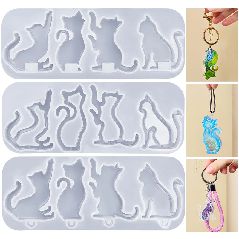 Serving Tray Mold - DIY Cat Shape Keychain Pendants Crystal