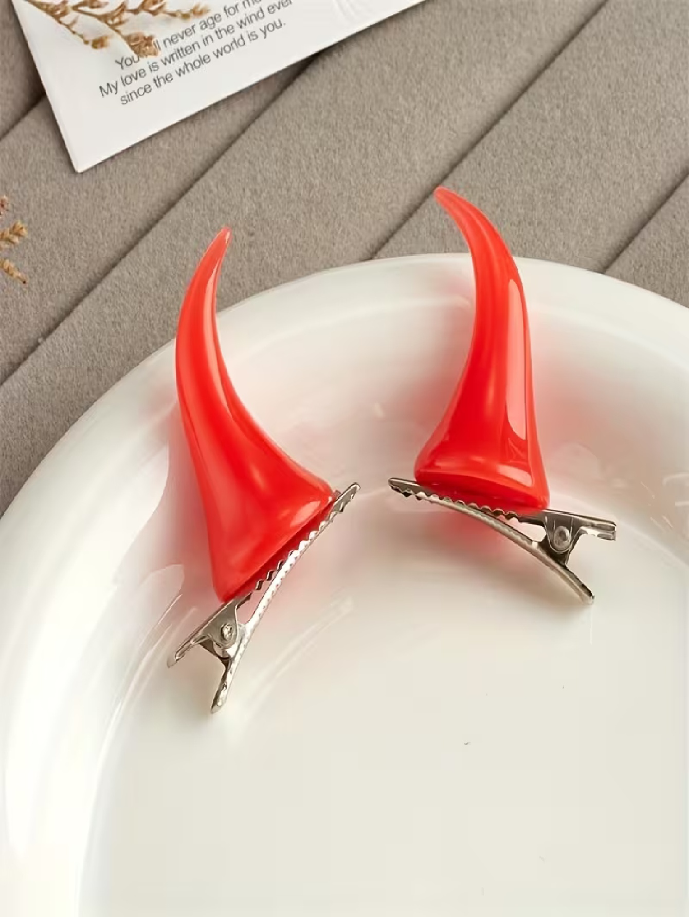 2-piece set, red horn hair cli - Resin Craft Ideas review and price